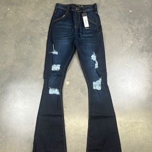 Rips with Flare Dark Wash Jeans